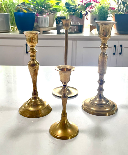 Vintage Brass Candle Sticks (set of 4) - Made in India and Taiwan