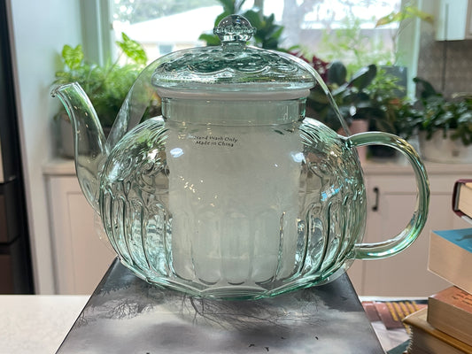 Sea Foam Green Glass Teapot w/Infuser