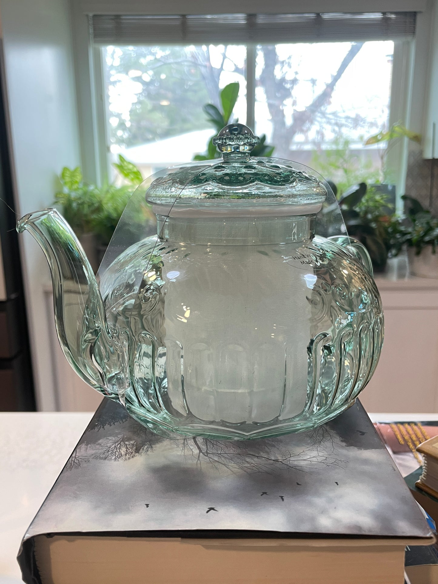 Sea Foam Green Glass Teapot w/Infuser