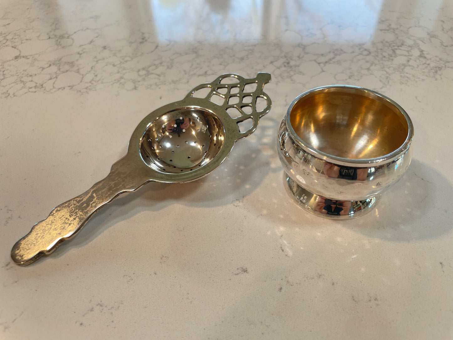 Vintage Silver Loose Leaf Tea Strainer w/Basket