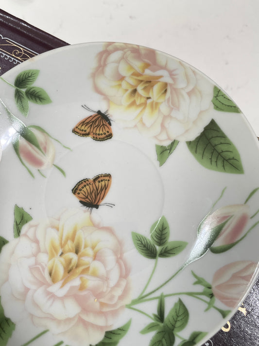 Vintage Rose and Butterfly Teacup and Saucer