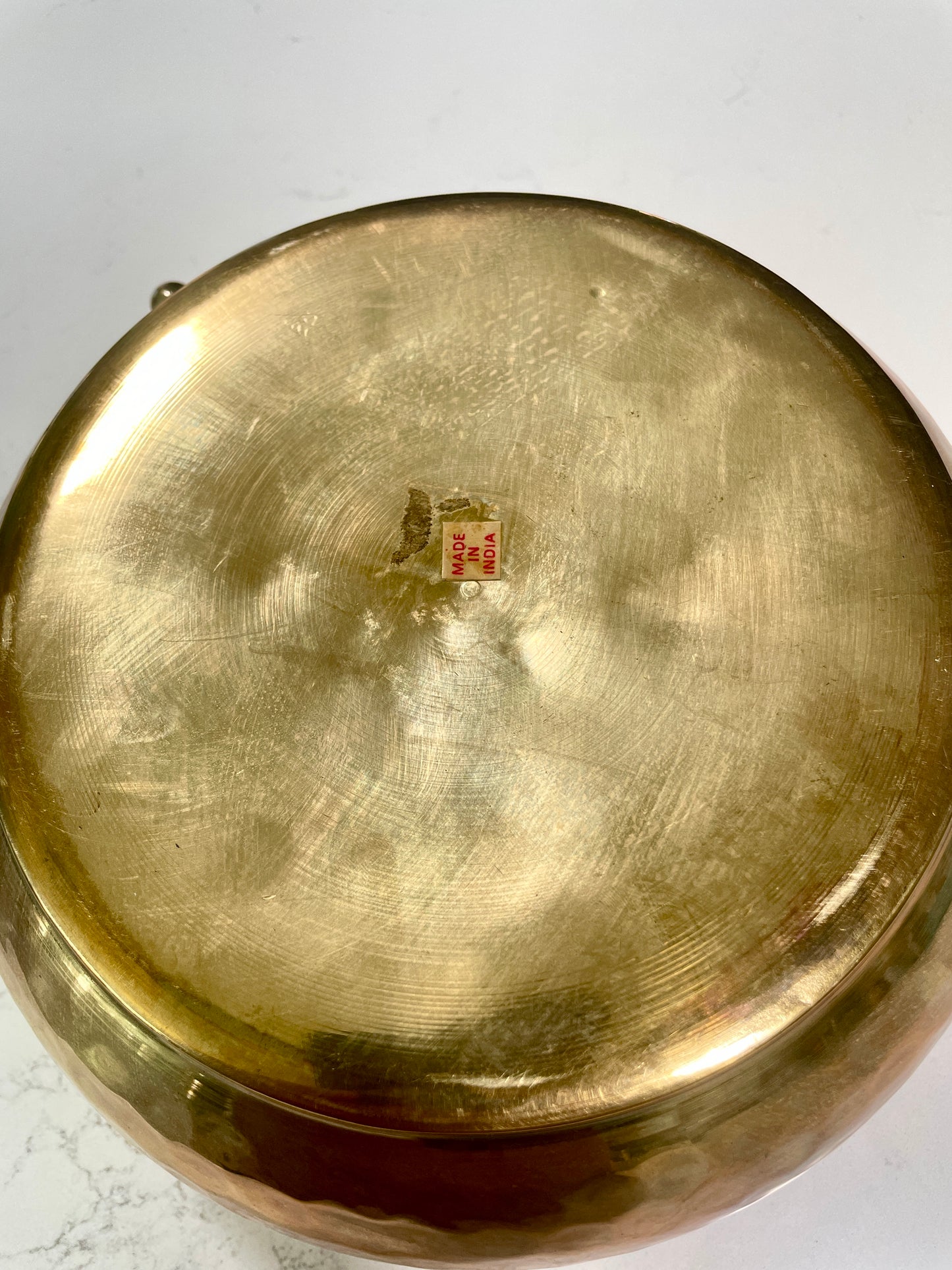 Vintage Brass Hammered Bowl/Planter w/Braided Detail (from India)