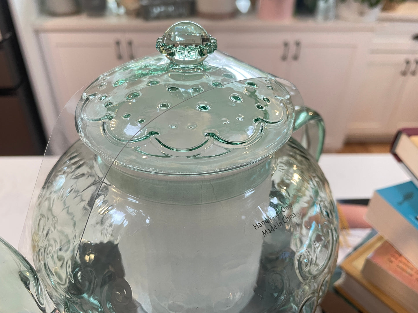 Sea Foam Green Glass Teapot w/Infuser