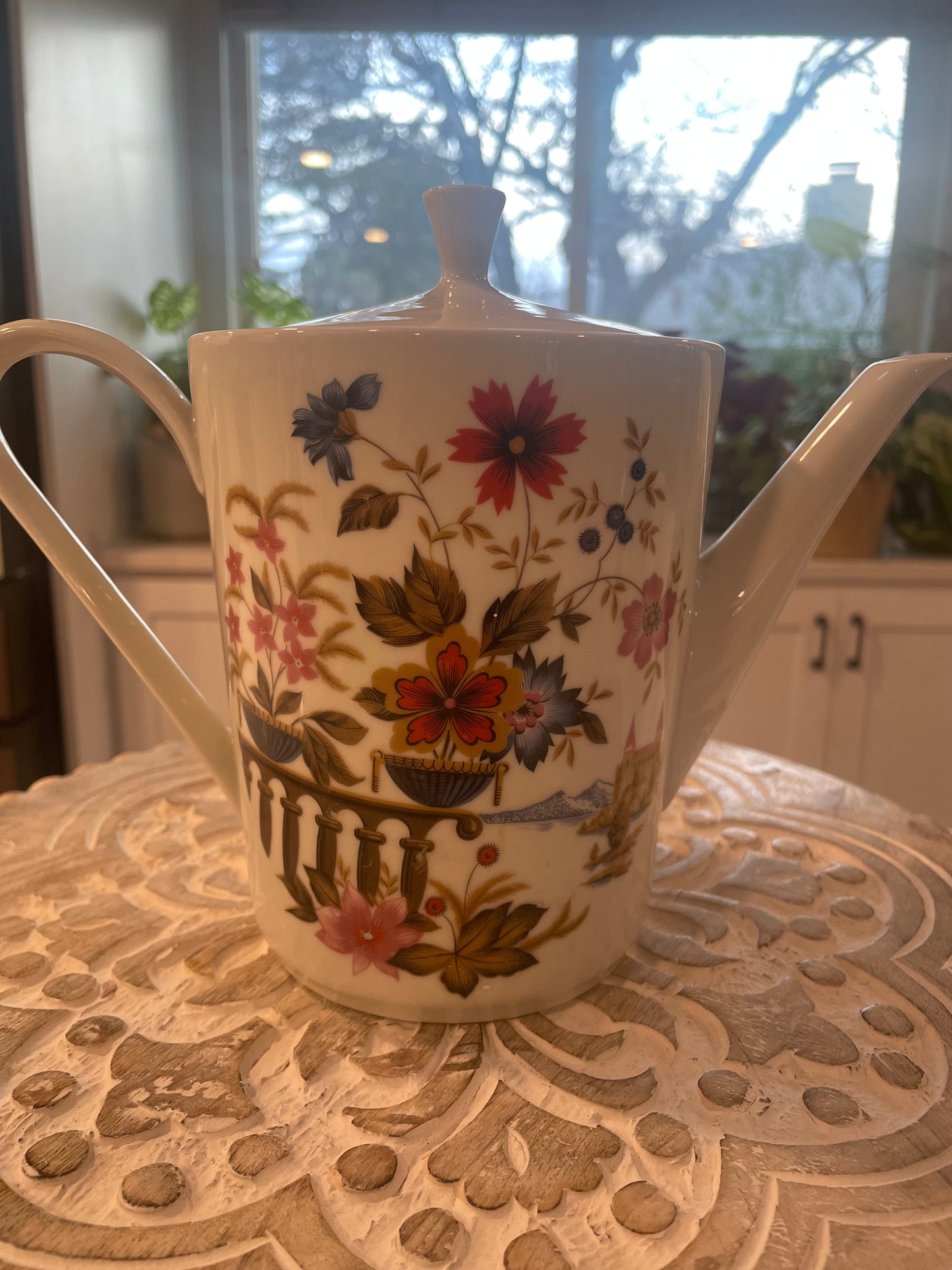 Vintage Royal Schwabap Floral and Leaf Teapot